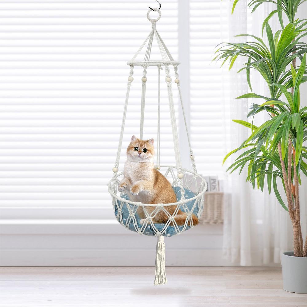 Macrame Cat Hammock - Handwoven Boho Cat Swing For Indoor/OutdoorCat HammockBravo Pets