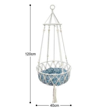 Macrame Cat Hammock - Handwoven Boho Cat Swing For Indoor/OutdoorCat HammockBravo Pets