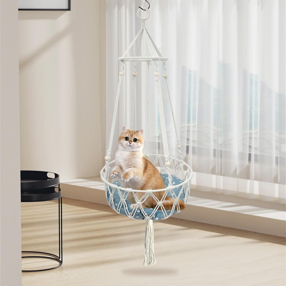 Macrame Cat Hammock - Handwoven Boho Cat Swing For Indoor/OutdoorCat HammockBravo Pets