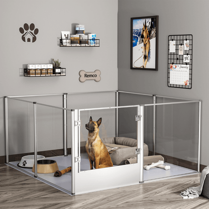 6 Panels Acrylic Pet Dog Playpen Puppy Crate Kennel Fence with Waterproof PadPet EnclosureBravo Pets
