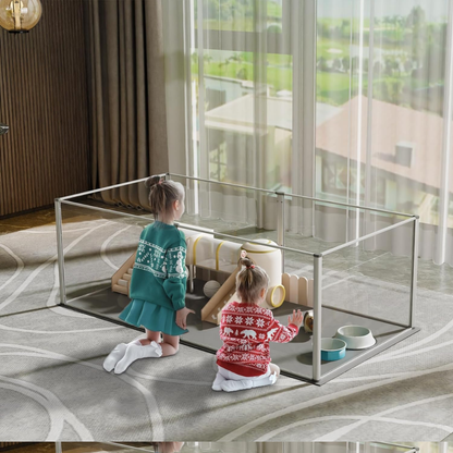 6 Panels Acrylic Pet Dog Playpen Puppy Crate Kennel Fence with Waterproof PadPet EnclosureBravo Pets