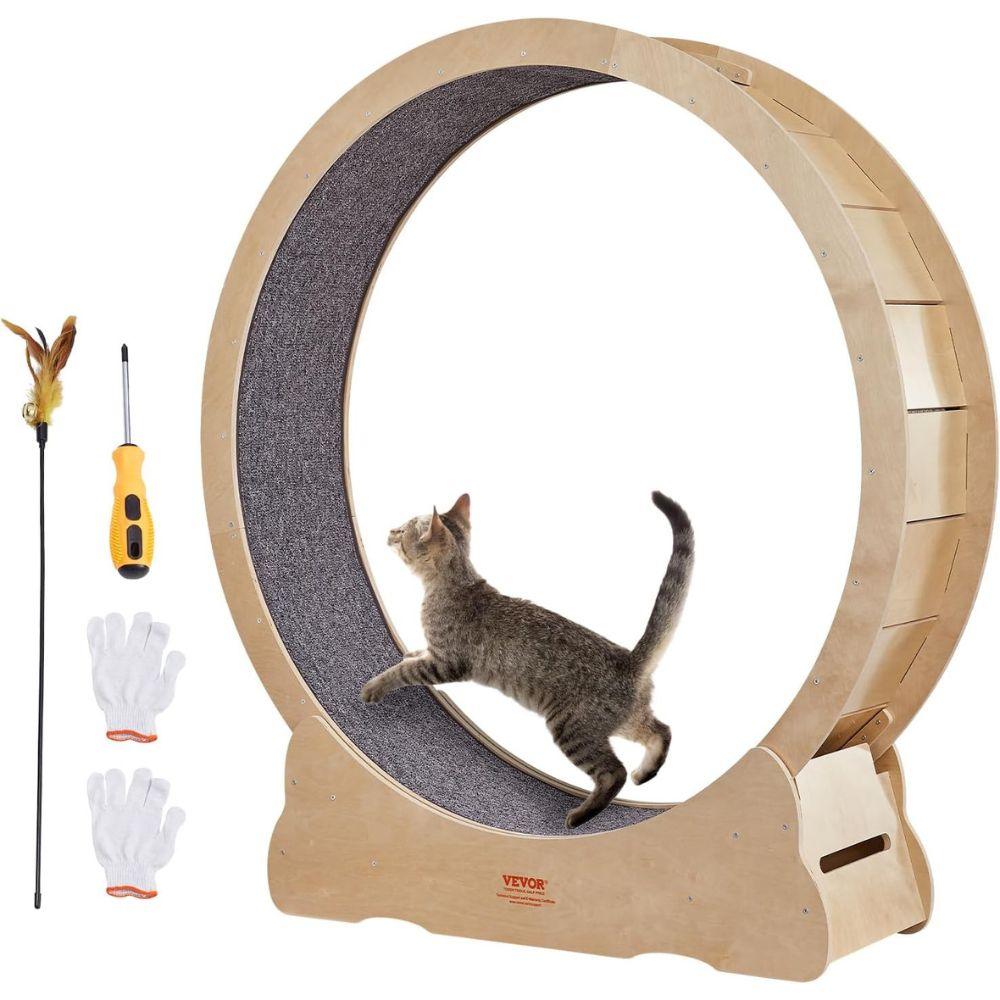 Cat Exercise Wheel Natural Wood Silent Running Toy Treadmill Roller WheelCat ExerciseBravo Pets