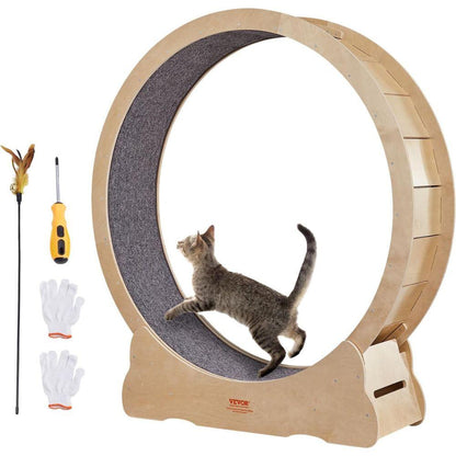 Cat Exercise Wheel Natural Wood Silent Running Toy Treadmill Roller WheelCat ExerciseBravo Pets