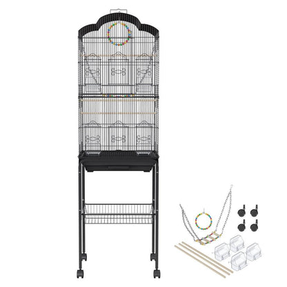 Bird Cage with Rolling Stand and Hanging Toys Large Metal AviaryBird CageBravo Pets