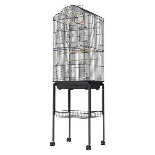 Bird Cage with Rolling Stand and Hanging Toys Large Metal AviaryBird CageBravo Pets