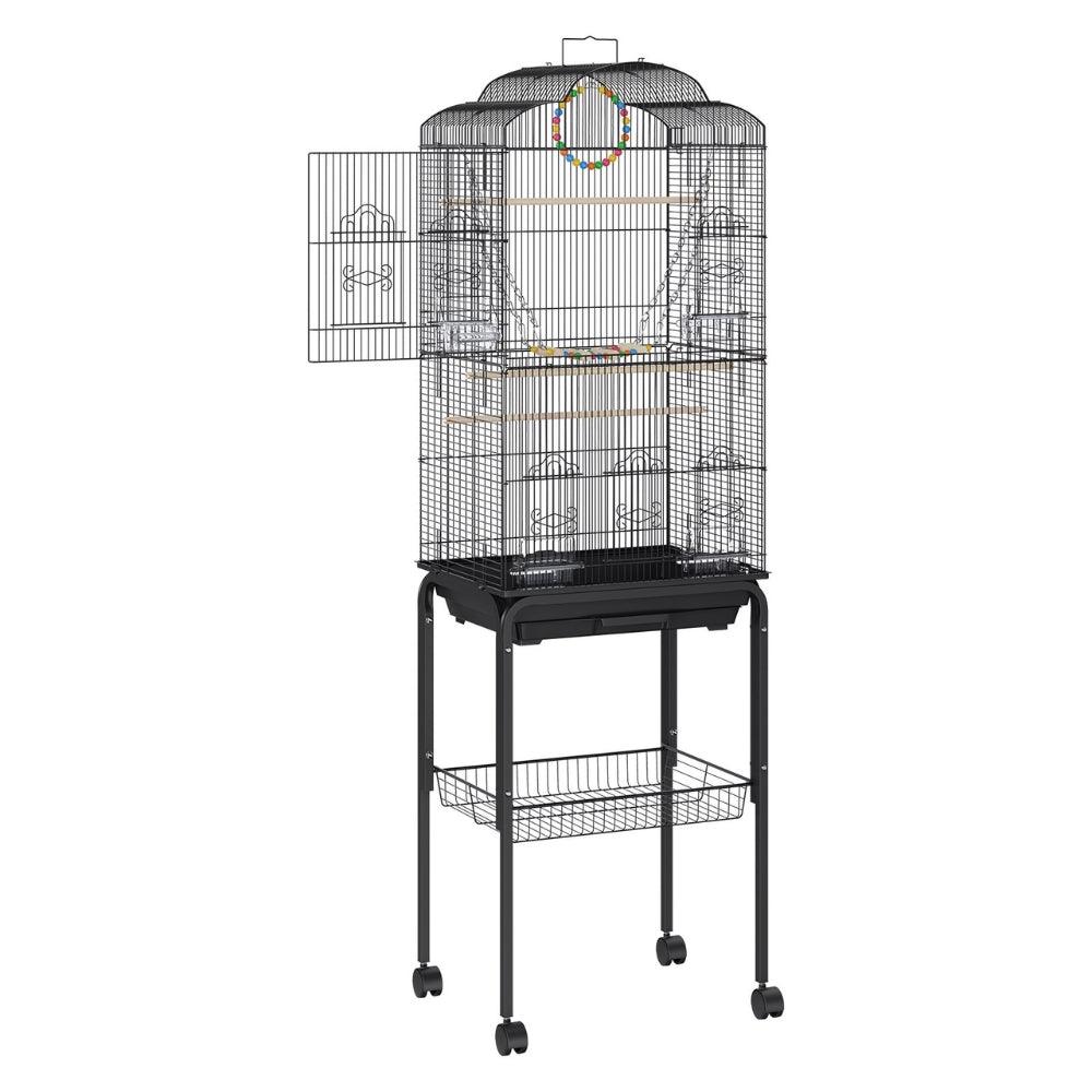 Bird Cage with Rolling Stand and Hanging Toys Large Metal AviaryBird CageBravo Pets