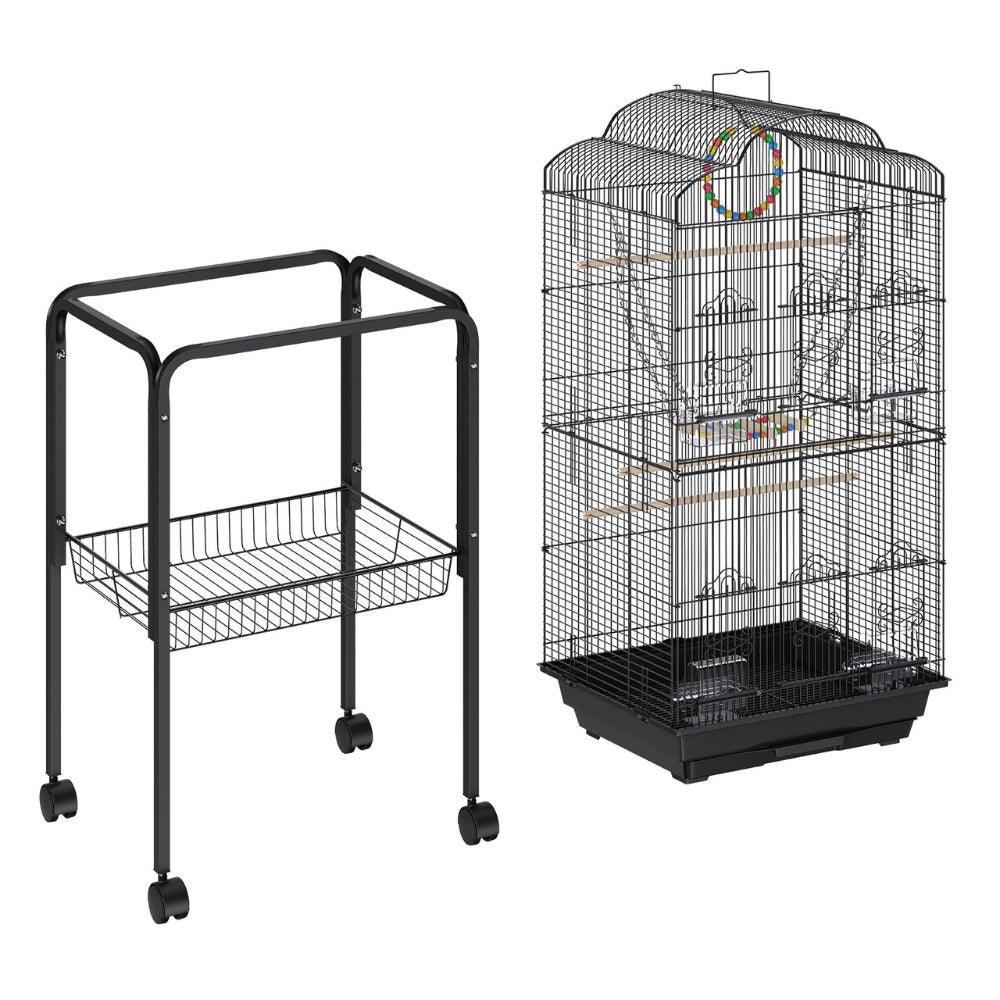 Bird Cage with Rolling Stand and Hanging Toys Large Metal AviaryBird CageBravo Pets