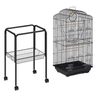 Bird Cage with Rolling Stand and Hanging Toys Large Metal AviaryBird CageBravo Pets