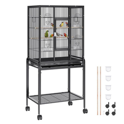 Premium Standing Bird Cage with Rolling Stand Durable Carbon Steel DesignBird CageBravo Pets