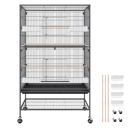 Premium Standing Bird Cage with Rolling Stand Durable Carbon Steel DesignBird CageBravo Pets