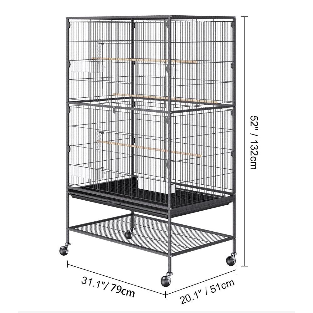 Premium Standing Bird Cage with Rolling Stand Durable Carbon Steel DesignBird CageBravo Pets