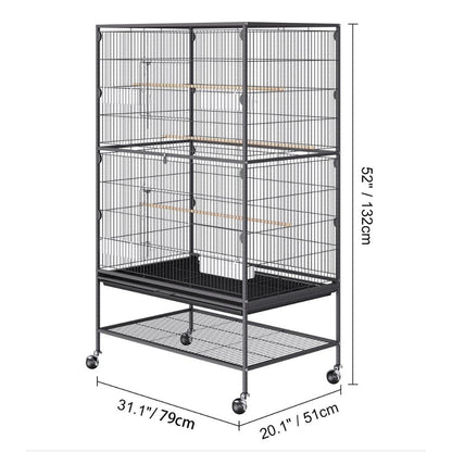 Premium Standing Bird Cage with Rolling Stand Durable Carbon Steel DesignBird CageBravo Pets
