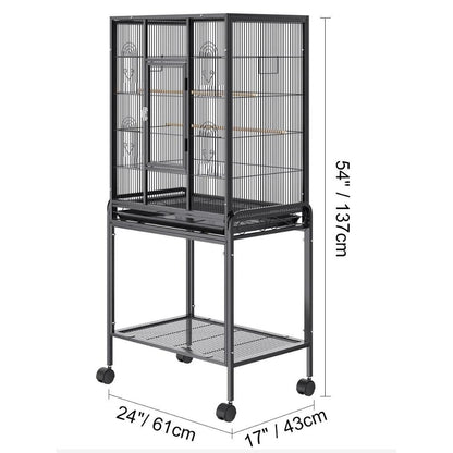 Premium Standing Bird Cage with Rolling Stand Durable Carbon Steel DesignBird CageBravo Pets