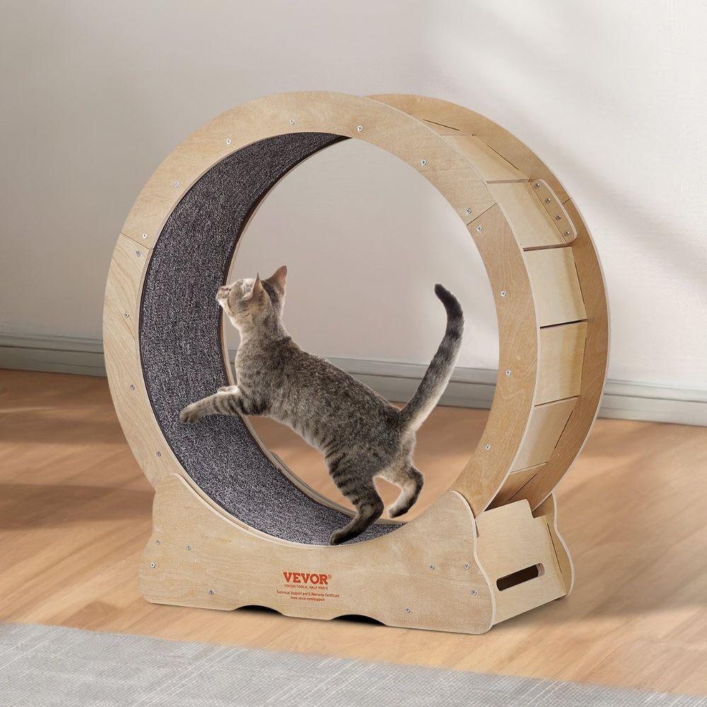 Cat Exercise Wheel Natural Wood Silent Running Toy Treadmill Roller WheelCat ExerciseBravo Pets