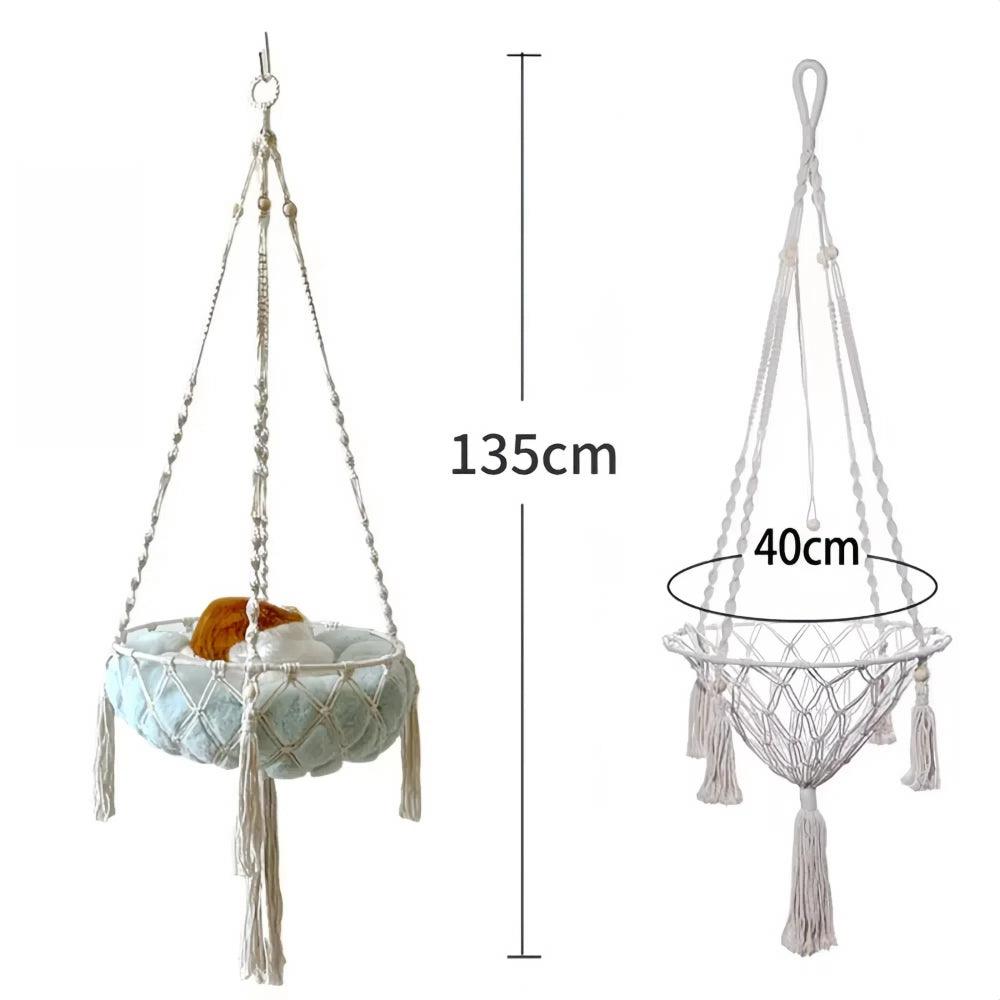 Hand Woven Cotton Cat Hammock Luxurious Hanging Basket for Indoor CatsCat HammockBravo Pets