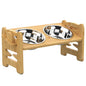 Adjustable Bamboo Elevated Dog Bowls with Stainless Steel Food BowlsPet Food/Water BowlBravo Pets