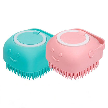 Dog Bathing Brush Pet Massage Brush Shampoo Dispenser Soft Silicone BrushDog GroomingBravo Pets