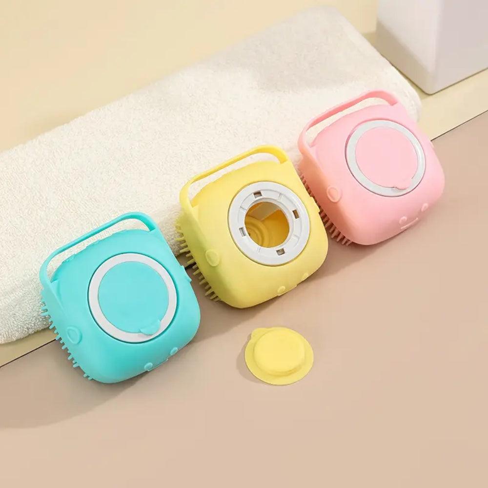 Dog Bathing Brush Pet Massage Brush Shampoo Dispenser Soft Silicone BrushDog GroomingBravo Pets