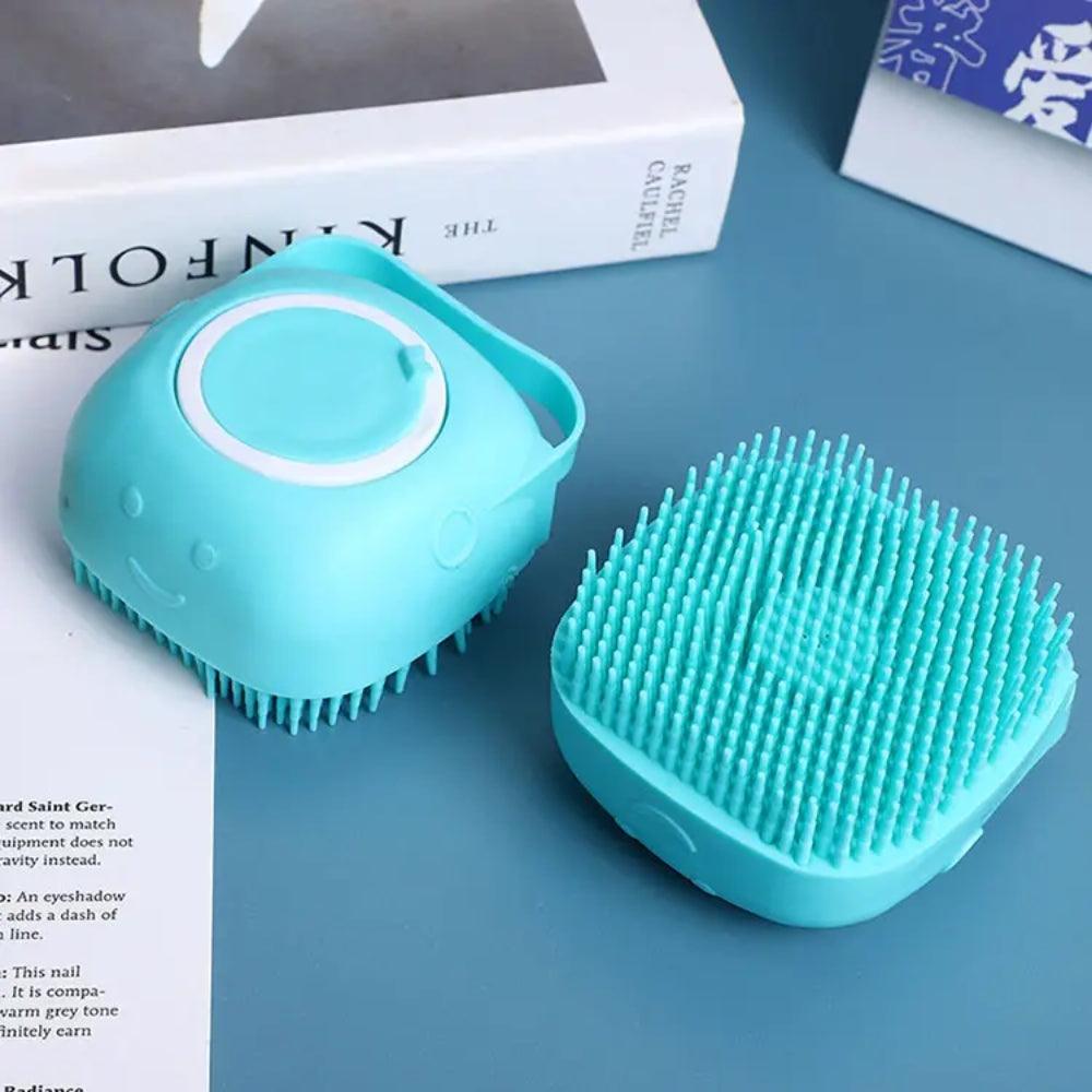 Dog Bathing Brush Pet Massage Brush Shampoo Dispenser Soft Silicone BrushDog GroomingBravo Pets