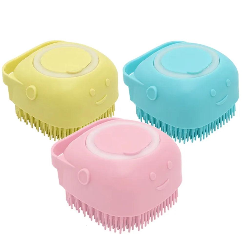 Dog Bathing Brush Pet Massage Brush Shampoo Dispenser Soft Silicone BrushDog GroomingBravo Pets