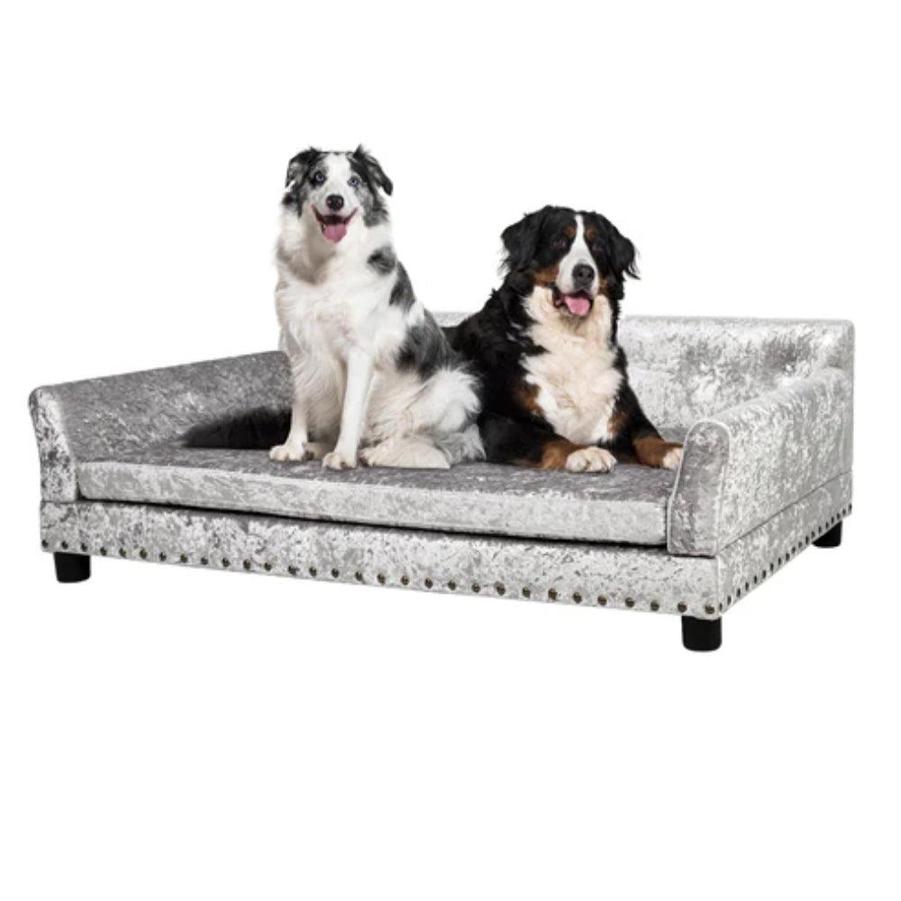 Pet Dog Couch Bed Deluxe Dutch Velvet Upholstered Sofa Bed Removable CushionDog BedBravo Pets