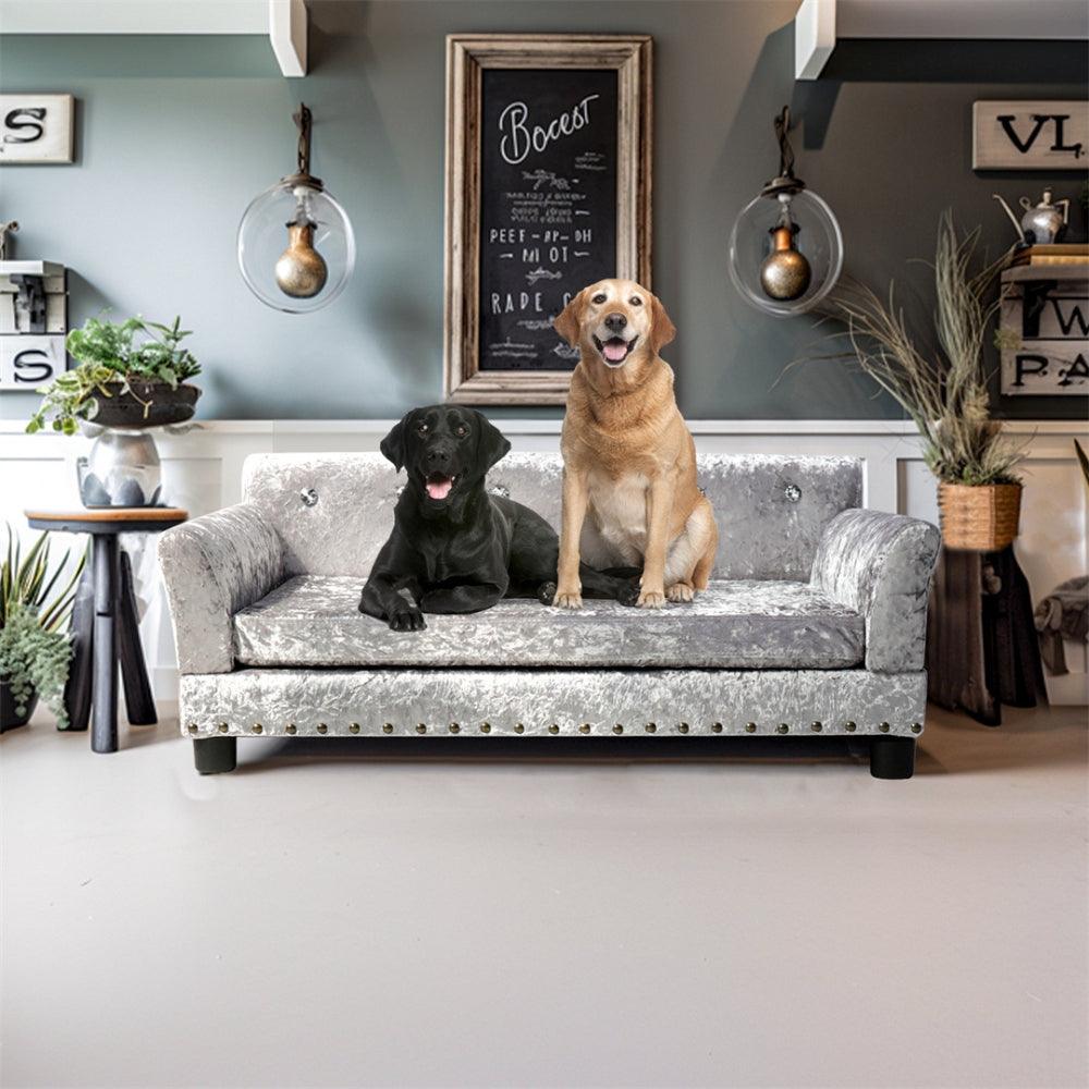 Pet Dog Couch Bed Deluxe Dutch Velvet Upholstered Sofa Bed Removable CushionDog BedBravo Pets