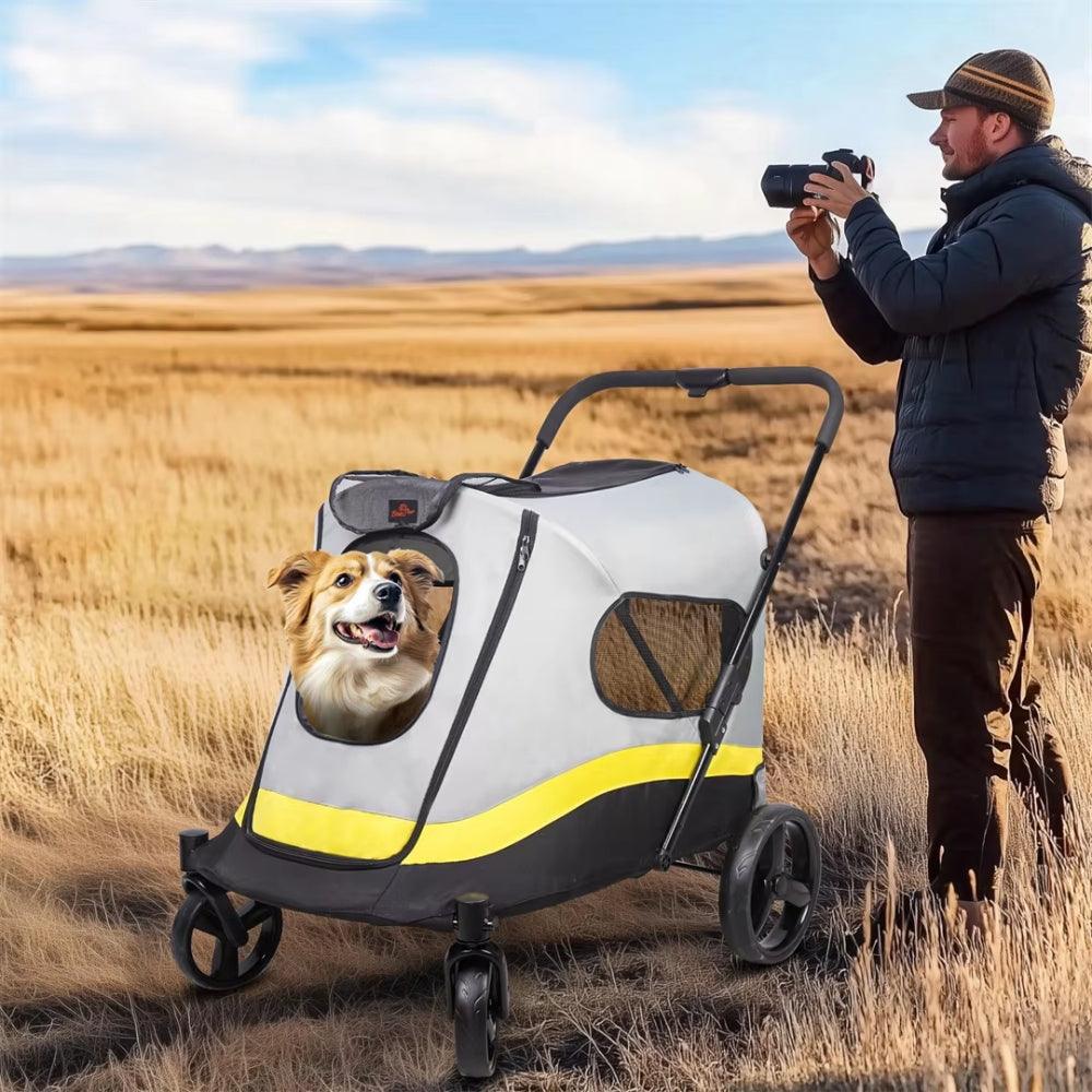 Portable Foldable Dog Stroller with 4 Heavy Universal Wheels Pet Travel StrollerPet StrollerBravo Pets