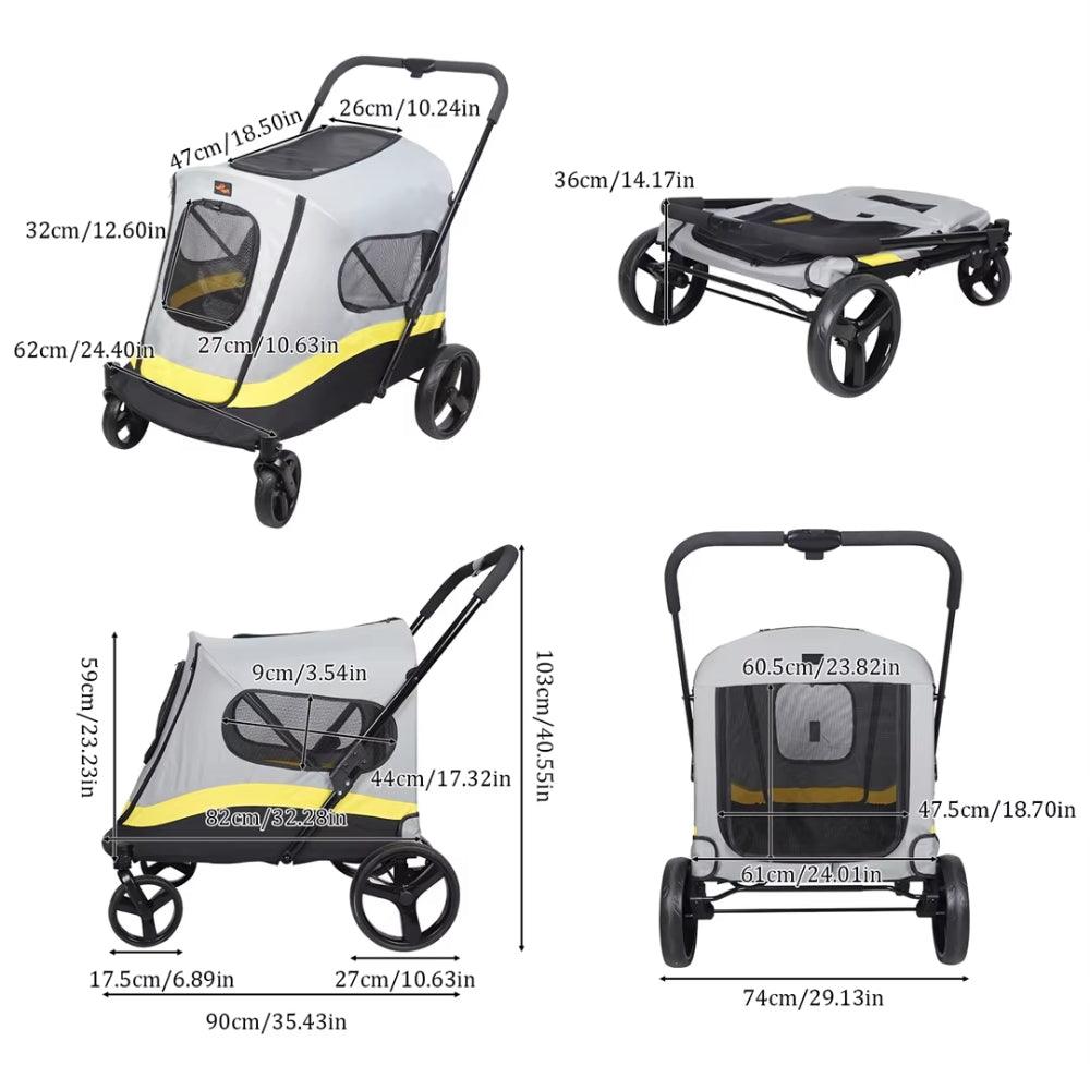 Portable Foldable Dog Stroller with 4 Heavy Universal Wheels Pet Travel StrollerPet StrollerBravo Pets