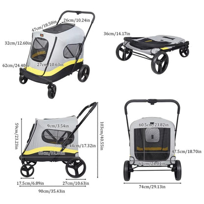 Portable Foldable Dog Stroller with 4 Heavy Universal Wheels Pet Travel StrollerPet StrollerBravo Pets