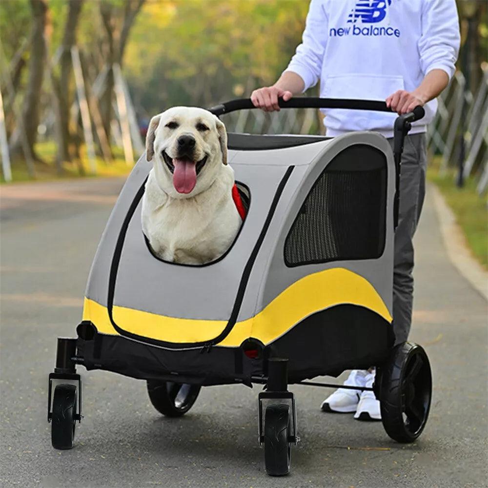Portable Dog Stroller 4 Wheels for Large Dogs Foldable Pet Cat Travel Carriage StrollerPet StrollerBravo Pets