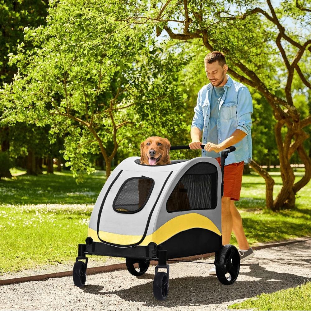 Portable Dog Stroller 4 Wheels for Large Dogs Foldable Pet Cat Travel Carriage StrollerPet StrollerBravo Pets