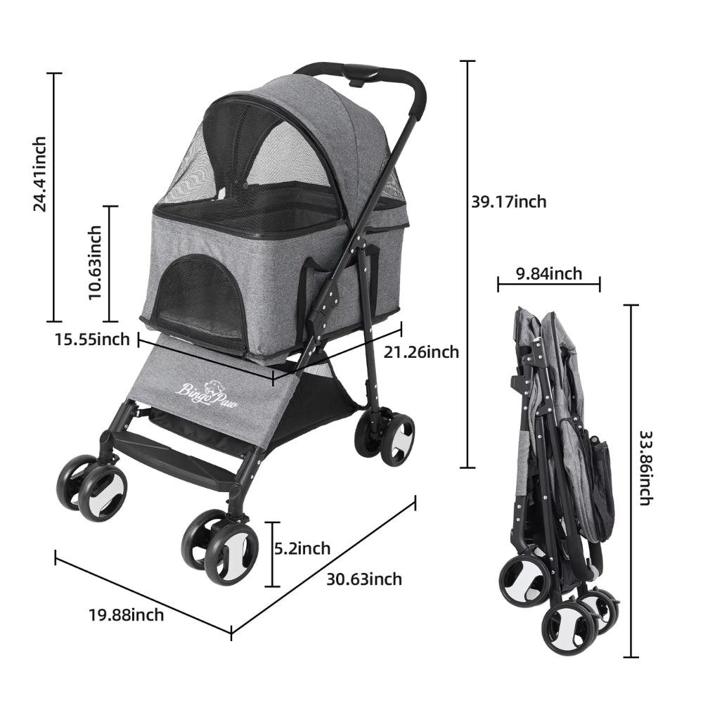 Pet Stroller with Rain Cover Dog Cat Pushchair Trolley Detachable Carrier FoldingPet StrollerBravo Pets