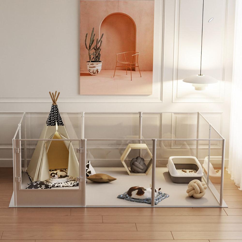 Premium Clear Acrylic Pet Whelping Pen with Waterproof Floor PadPet EnclosureBravo Pets