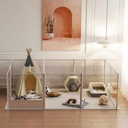 Premium Clear Acrylic Pet Whelping Pen with Waterproof Floor PadPet EnclosureBravo Pets