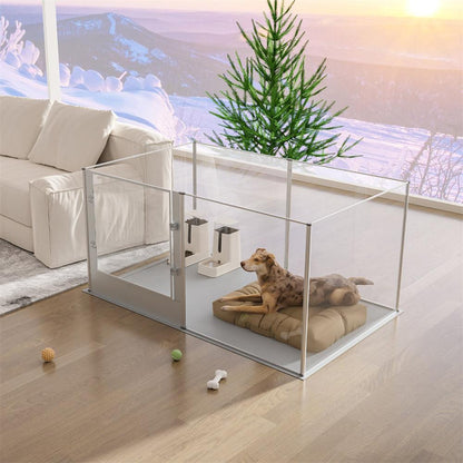 Premium Clear Acrylic Pet Whelping Pen with Waterproof Floor PadPet EnclosureBravo Pets