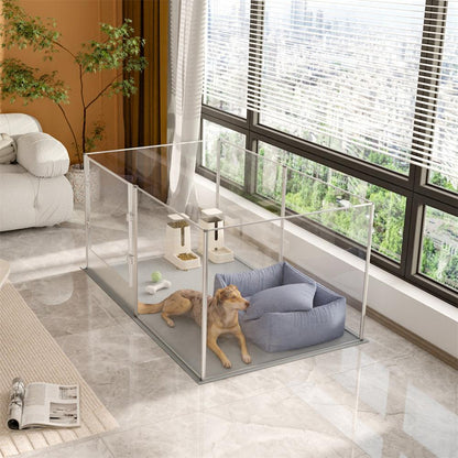 Premium Clear Acrylic Pet Whelping Pen with Waterproof Floor PadPet EnclosureBravo Pets