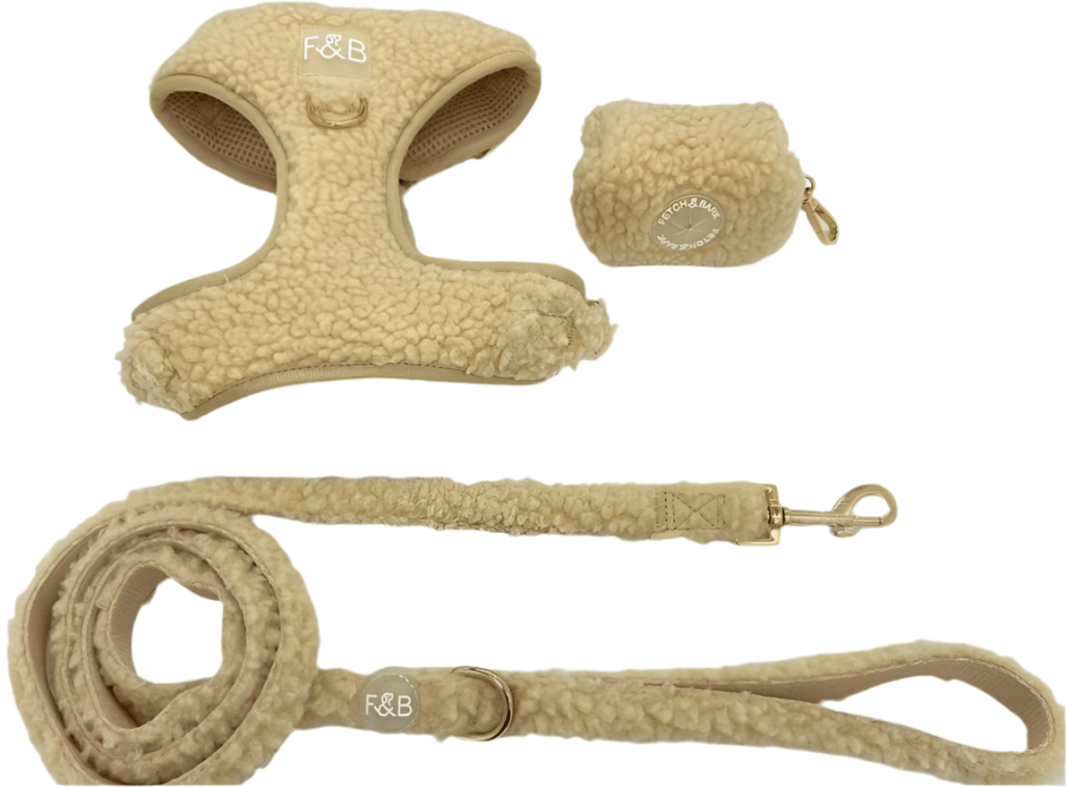 Luxury Teddy Fleece Dog Harness, Leash & Poop Bag Holder Set – Soft, Stylish & FunctionalDog CollarBravo Pets