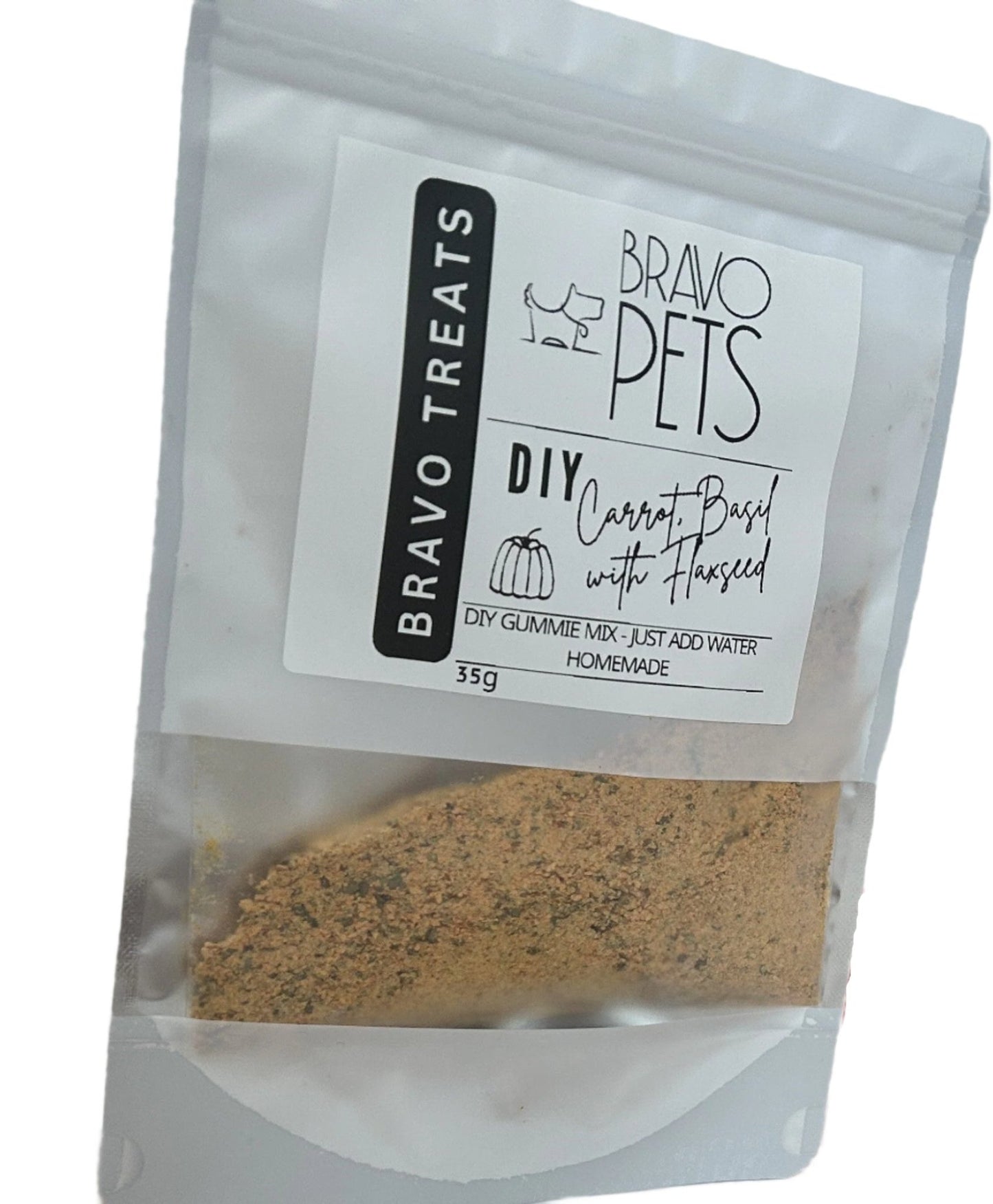 Gourmet Carrot and Basil DIY Gummies Mix with Flaxseed - 30g - Includes Disposable Piping BagDog TreatsBravo Pets