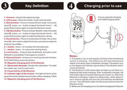 Remote Electronic Bark Collar – Adjustable & Rechargeable Training Collar for DogsDog TrainingBravo Pets