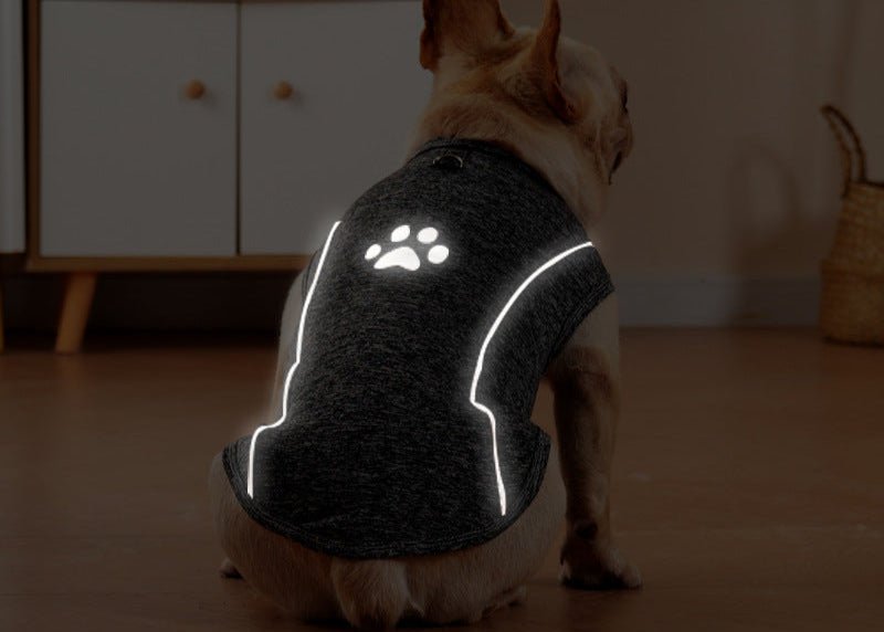 Trendy & Functional Breathable Dog T-Shirt with Reflective Paw Print & Traction BuckleDog ApparelBravo Pets