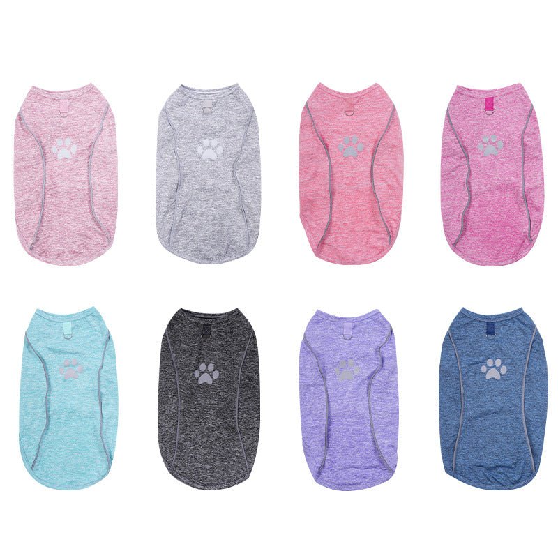 Trendy & Functional Breathable Dog T-Shirt with Reflective Paw Print & Traction BuckleDog ApparelBravo Pets
