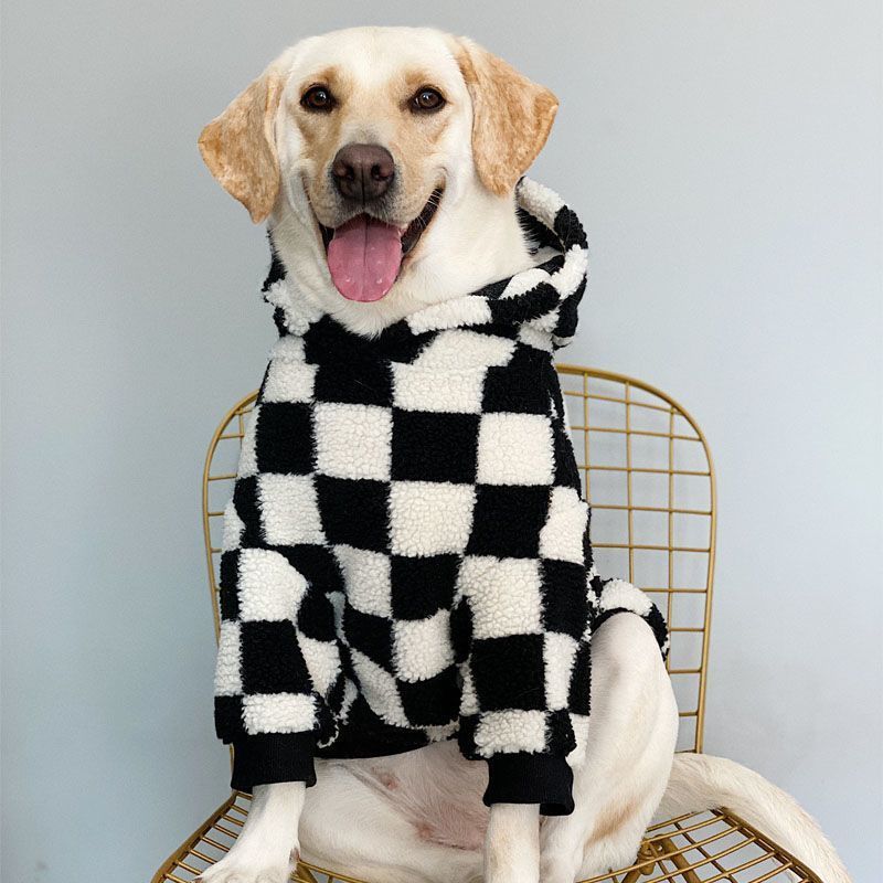 Cosy Dog Fleece Hoodie – Black & White Checkered DesignDog ApparelBravo Pets