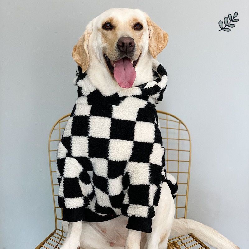 Cosy Dog Fleece Hoodie – Black & White Checkered DesignDog ApparelBravo Pets