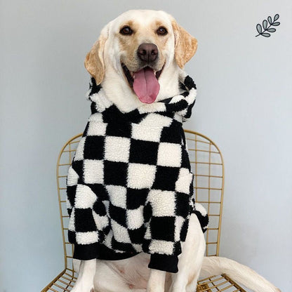 Cosy Dog Fleece Hoodie – Black & White Checkered DesignDog ApparelBravo Pets