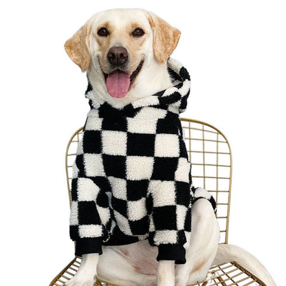 Cosy Dog Fleece Hoodie – Black & White Checkered DesignDog ApparelBravo Pets