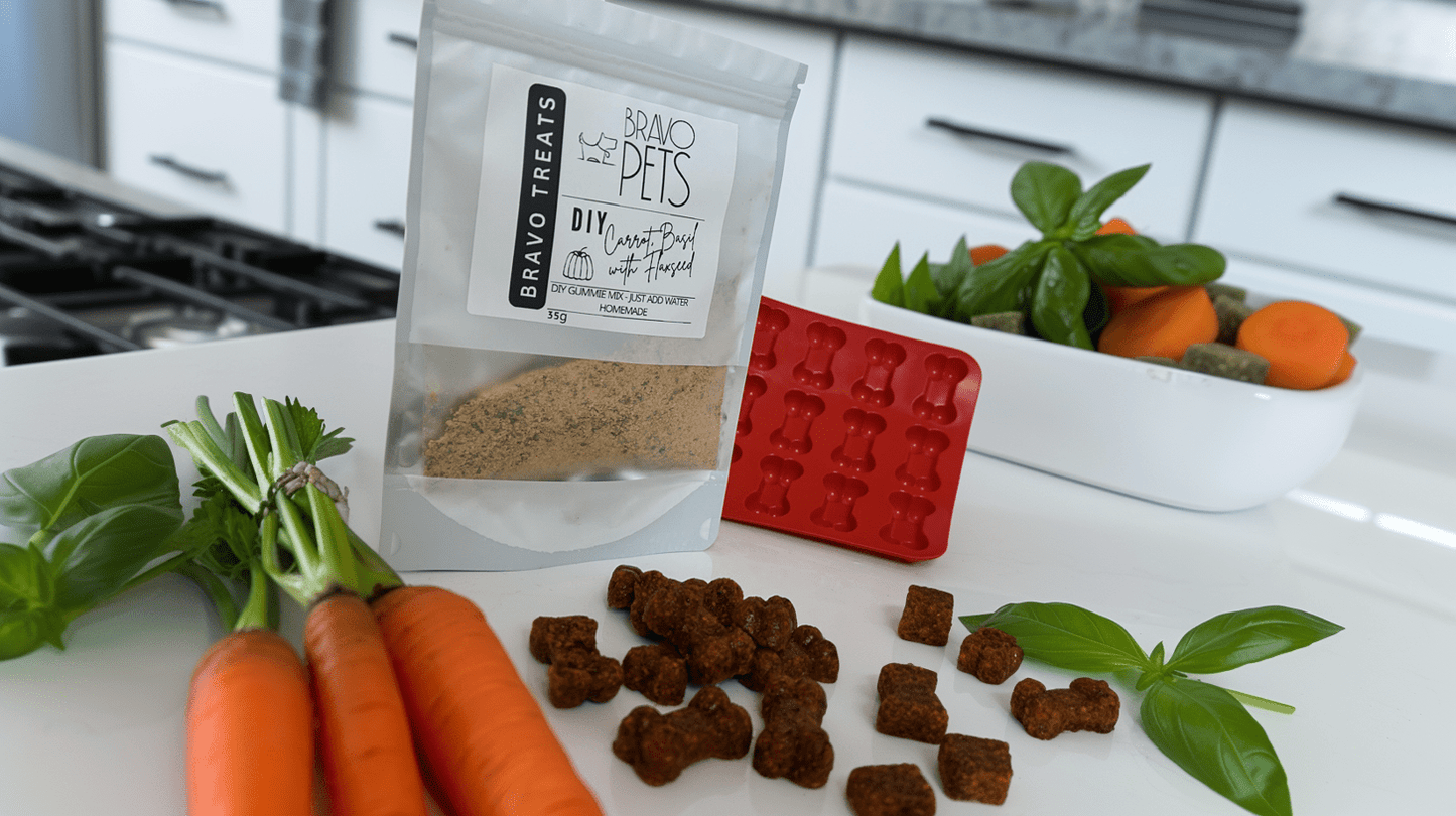 Gourmet Carrot and Basil DIY Gummies Mix with Flaxseed - 30g - Includes Disposable Piping BagDog TreatsBravo Pets