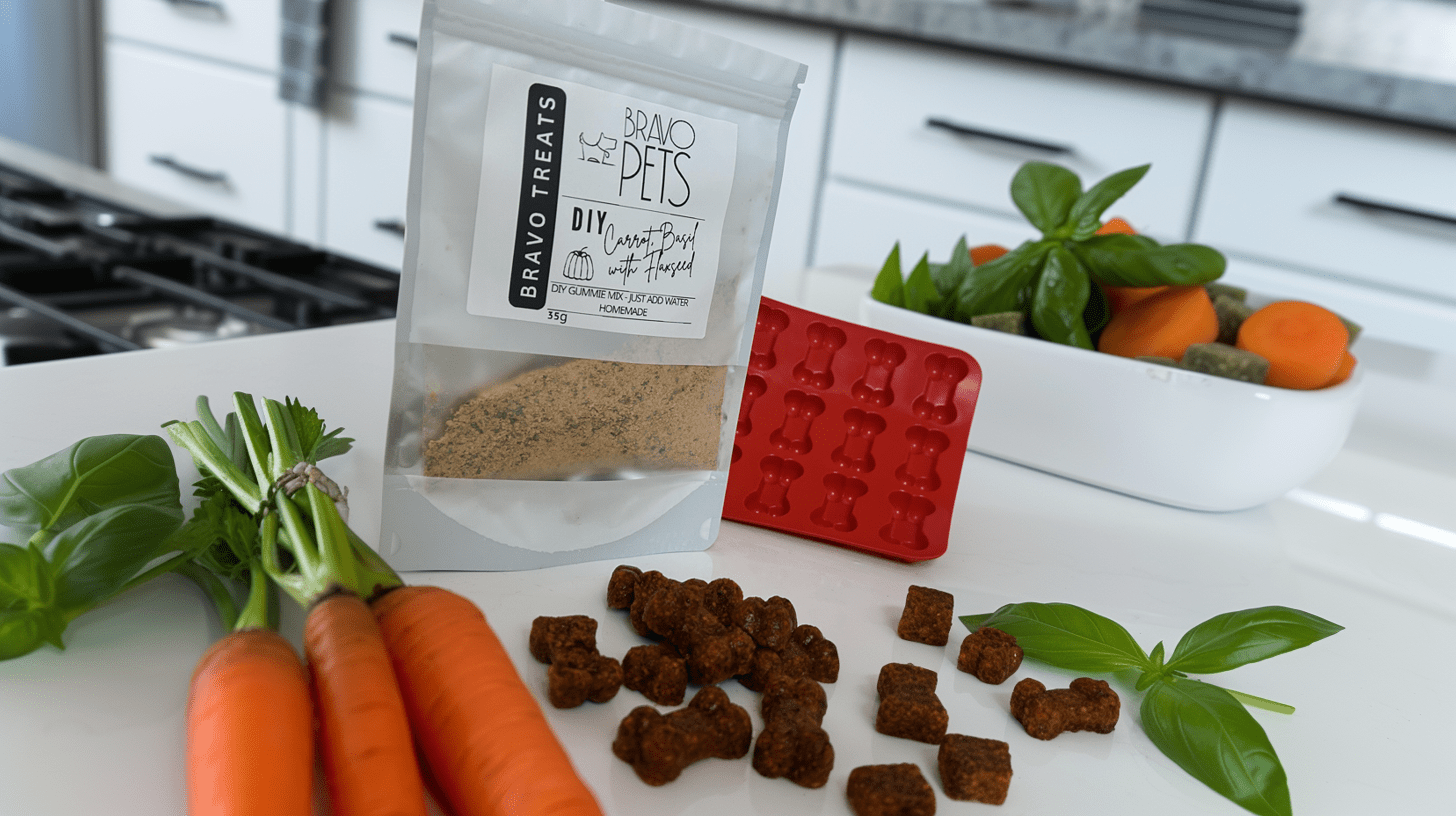 Gourmet Carrot and Basil DIY Gummies Mix with Flaxseed - 30g - Includes Disposable Piping BagDog TreatsBravo Pets
