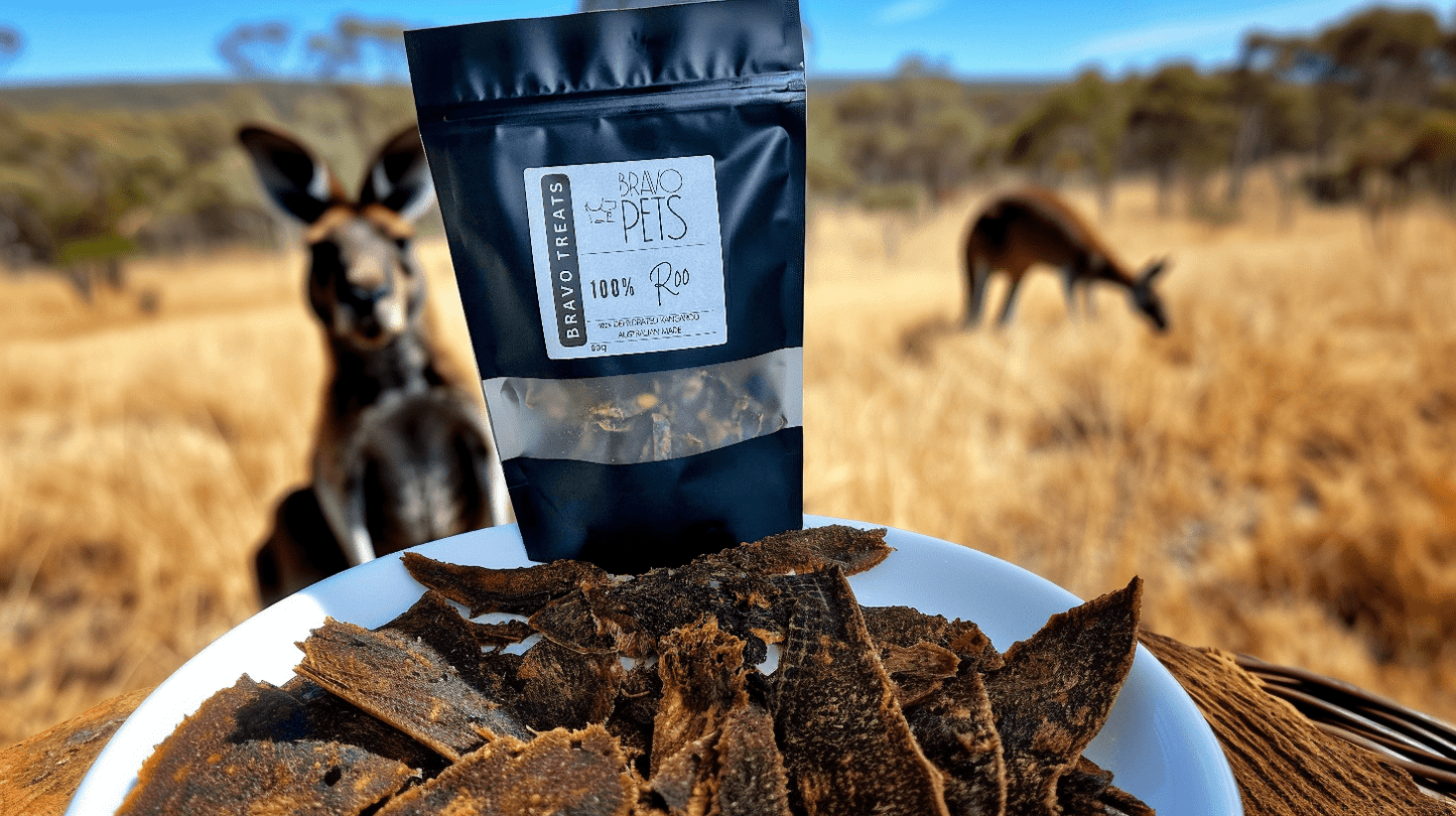 100% Dehydrated Kangaroo Jerky – Healthy, High - Protein Snack! 80gDog TreatsBravo Pets